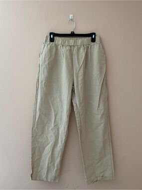 Beige women’s Elastic Waist Casual Pants